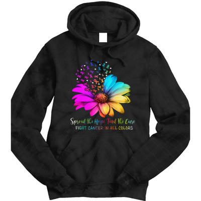 Fight Cancer In All Color Spread The Hope Find A Cure P.Ink Gift Tie Dye Hoodie