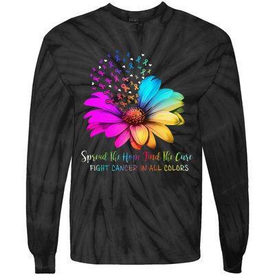 Fight Cancer In All Color Spread The Hope Find A Cure P.Ink Gift Tie-Dye Long Sleeve Shirt