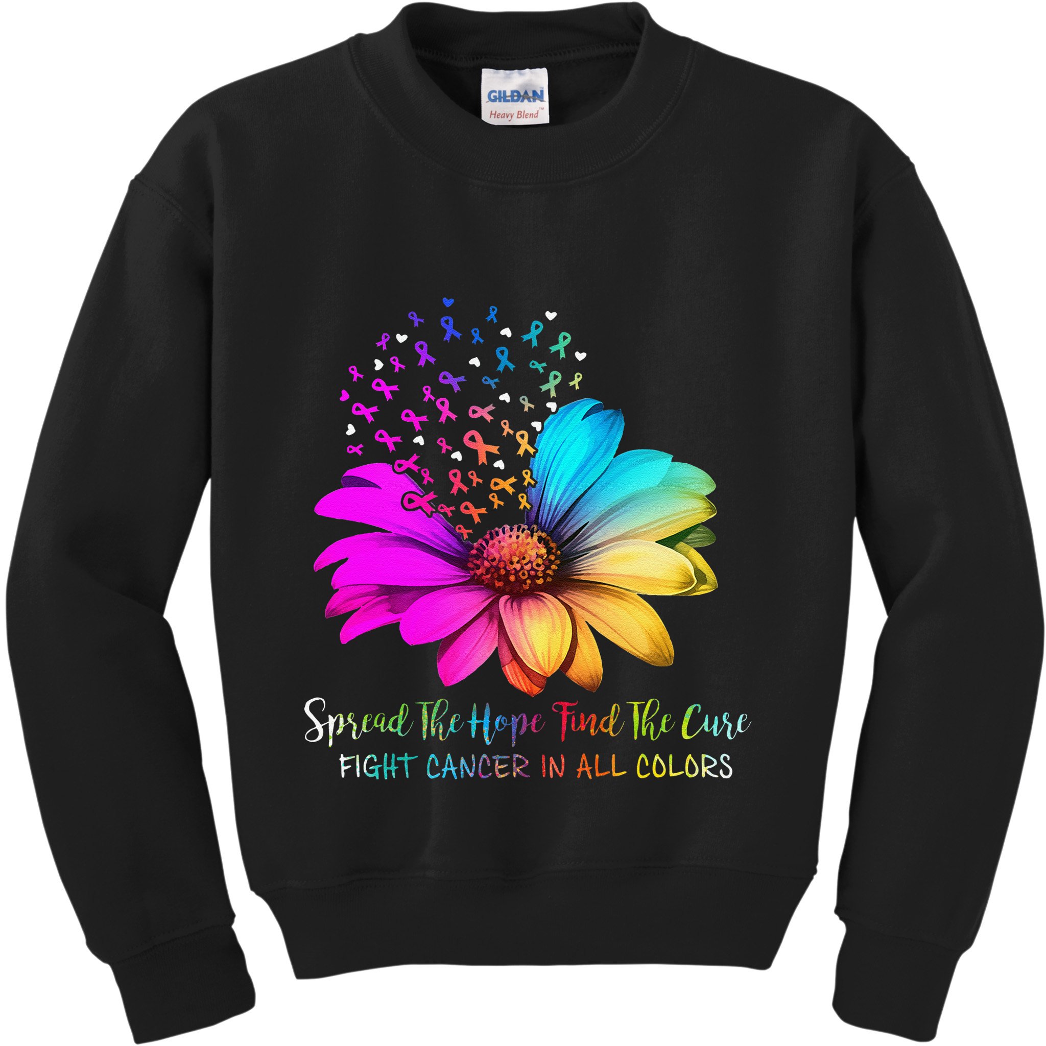 Fight Cancer In All Color Spread The Hope Find A Cure P.Ink Gift Kids Sweatshirt