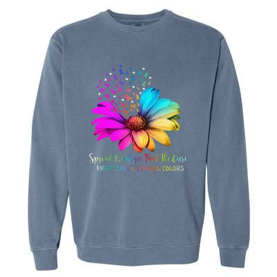 Fight Cancer In All Color Spread The Hope Find A Cure P.Ink Gift Garment-Dyed Sweatshirt