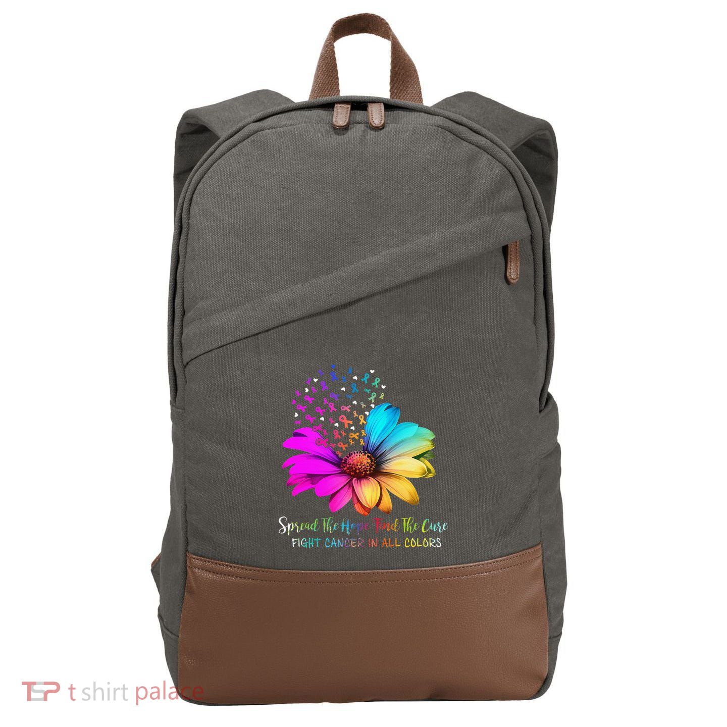 Fight Cancer In All Color Spread The Hope Find A Cure P.Ink Gift Cotton Canvas Backpack