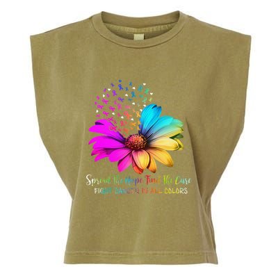 Fight Cancer In All Color Spread The Hope Find A Cure P.Ink Gift Garment-Dyed Women's Muscle Tee