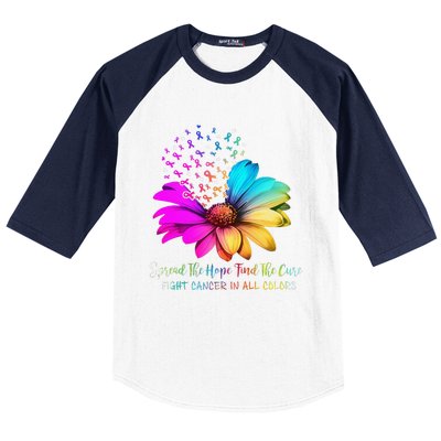 Fight Cancer In All Color Spread The Hope Find A Cure P.Ink Gift Baseball Sleeve Shirt