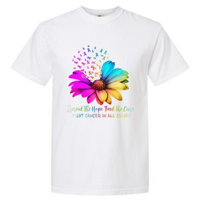 Fight Cancer In All Color Spread The Hope Find A Cure P.Ink Gift Garment-Dyed Heavyweight T-Shirt