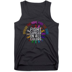 Fight Cancer In All And Every Color Ribbons Flower Heart Tank Top