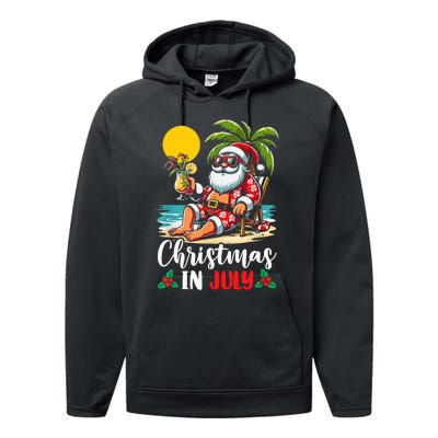 Funny Christmas In July Cool Hawaiian Beach Summer Vacation Performance Fleece Hoodie