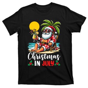 Funny Christmas In July Cool Hawaiian Beach Summer Vacation T-Shirt