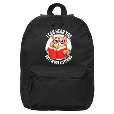 Funny Cat I Can Hear You But Im Listening 16 in Basic Backpack