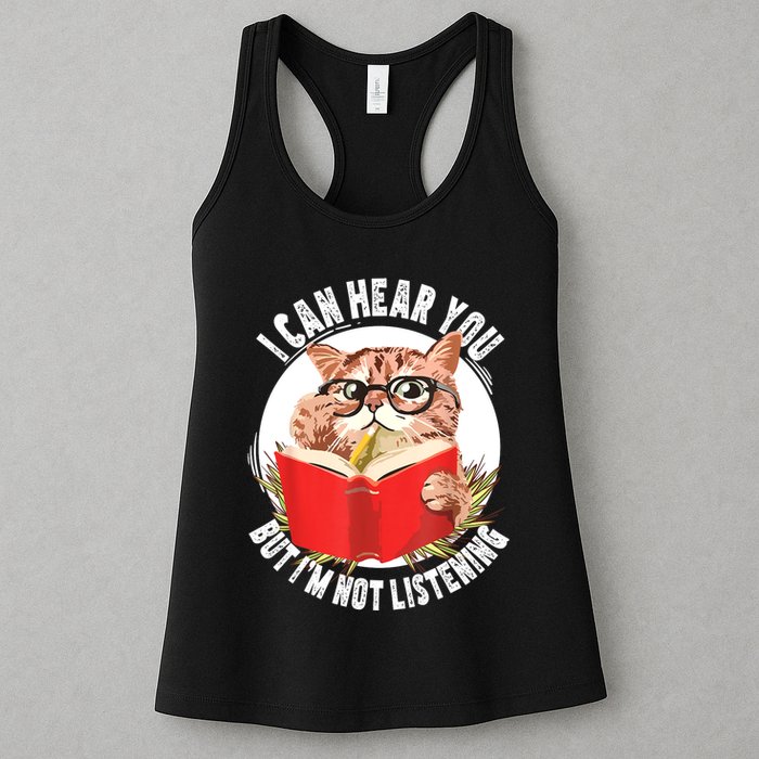 Funny Cat I Can Hear You But Im Listening Womens Tank Top