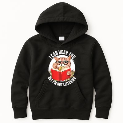 Funny Cat I Can Hear You But Im Listening Kids Hoodie