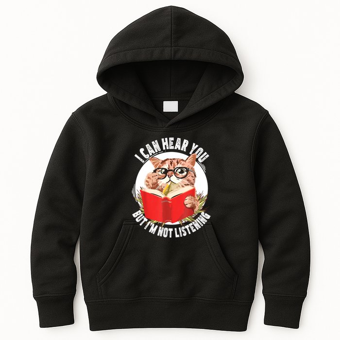 Funny Cat I Can Hear You But Im Listening Kids Hoodie