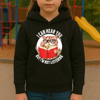 Funny Cat I Can Hear You But Im Listening Kids Hoodie
