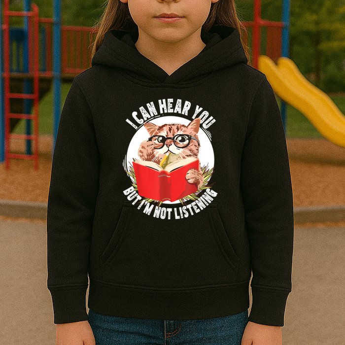 Funny Cat I Can Hear You But Im Listening Kids Hoodie