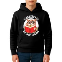 Funny Cat I Can Hear You But Im Listening Kids Hoodie