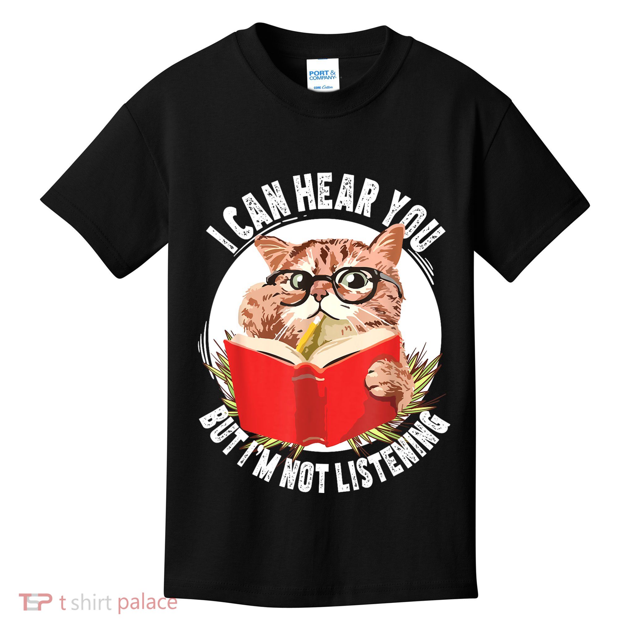 Funny Cat I Can Hear You But Im Listening Kids T-Shirt