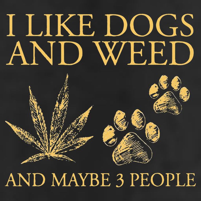 Funny Cannabis I Like Dogs And Weed And Maybe 3 People Gift 7 Panel Mesh Trucker Snapback Hat