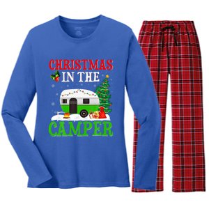 Funny Christmas In The Campers Camping Rv Christmas Gift Women's Long Sleeve Flannel Pajama Set 