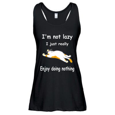 Funny Cat Im Not Lazy I Just Really Enjoy Doing Nothing Ladies Essential Flowy Tank