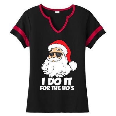 Funny Christmas I Do It For The Hos Christmas Santa Gift Ladies Halftime Notch Neck Tee