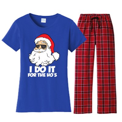 Funny Christmas I Do It For The Hos Christmas Santa Gift Women's Flannel Pajama Set