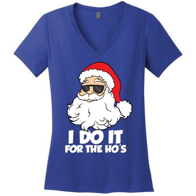 Funny Christmas I Do It For The Hos Christmas Santa Gift Women's V-Neck T-Shirt