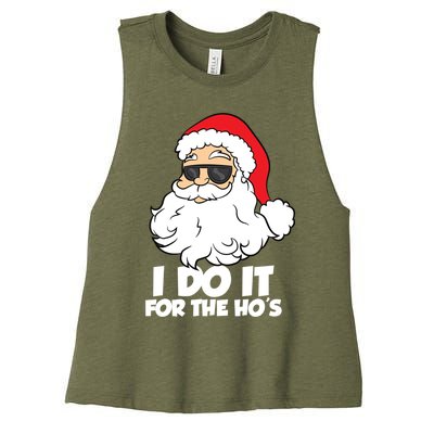 Funny Christmas I Do It For The Hos Christmas Santa Gift Women's Racerback Cropped Tank