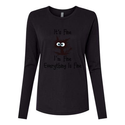 Funny Cat Its Fine I'm Fine Everything Is Fine Gift Womens Cotton Relaxed Long Sleeve T-Shirt