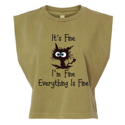 Funny Cat Its Fine I'm Fine Everything Is Fine Gift Garment-Dyed Women's Muscle Tee