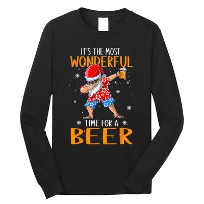 Funny Christmas In July Santa Hawaiian Wonderful Beer Lover Long Sleeve Shirt