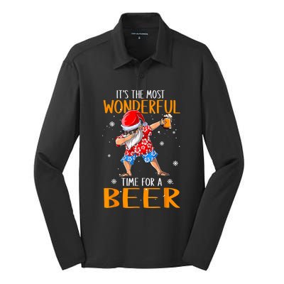 Funny Christmas In July Santa Hawaiian Wonderful Beer Lover Silk Touch Performance Long Sleeve Polo