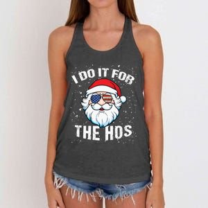 Family Chrisrmas I Do It For The Hos Santa Claus Sunglasses Gift Women's Knotted Racerback Tank