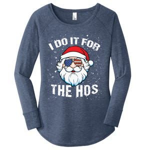 Family Chrisrmas I Do It For The Hos Santa Claus Sunglasses Gift Women's Perfect Tri Tunic Long Sleeve Shirt