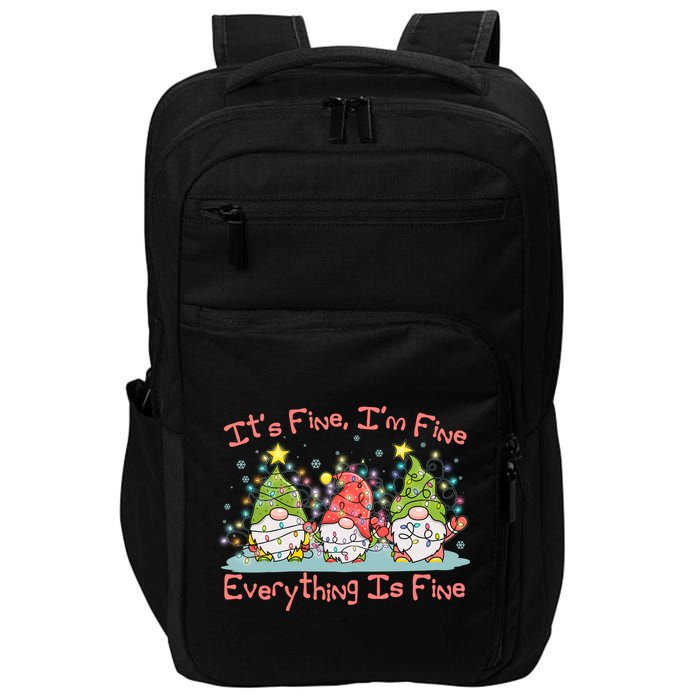 Funny Christmas It's Fine I'm Fine Everything Is Fine Gnomes Impact Tech Backpack
