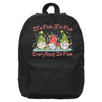 Funny Christmas It's Fine I'm Fine Everything Is Fine Gnomes 16 in Basic Backpack