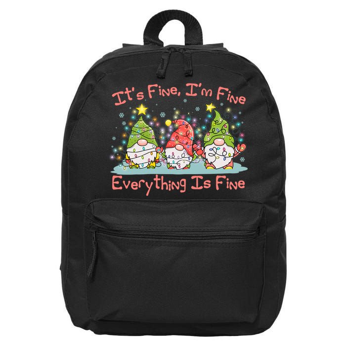 Funny Christmas It's Fine I'm Fine Everything Is Fine Gnomes 16 in Basic Backpack
