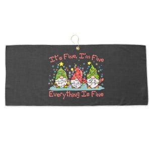 Funny Christmas It's Fine I'm Fine Everything Is Fine Gnomes Large Microfiber Waffle Golf Towel