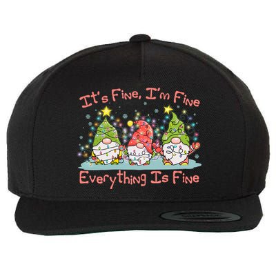 Funny Christmas It's Fine I'm Fine Everything Is Fine Gnomes Wool Snapback Cap