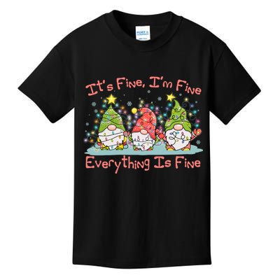 Funny Christmas It's Fine I'm Fine Everything Is Fine Gnomes Kids T-Shirt