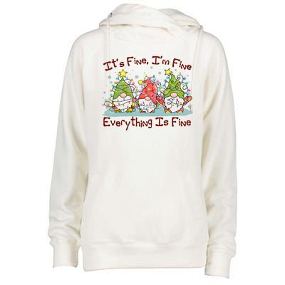 Funny Christmas It's Fine I'm Fine Everything Is Fine Gnomes Womens Funnel Neck Pullover Hood