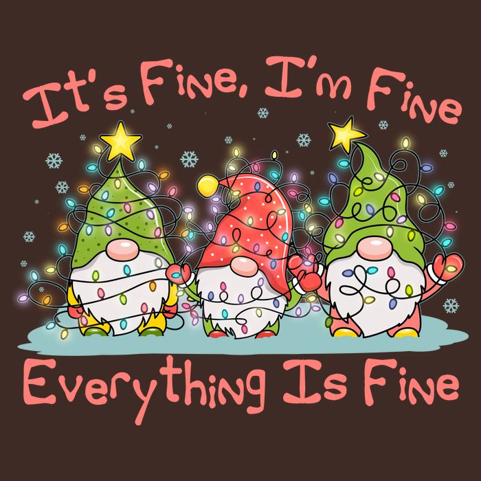 Funny Christmas It's Fine I'm Fine Everything Is Fine Gnomes Short Acrylic Beanie