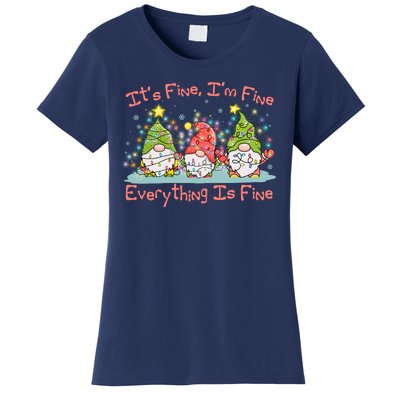 Funny Christmas It's Fine I'm Fine Everything Is Fine Gnomes Women's T-Shirt