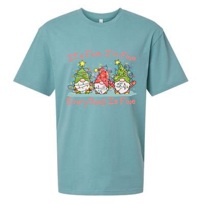 Funny Christmas It's Fine I'm Fine Everything Is Fine Gnomes Sueded Cloud Jersey T-Shirt