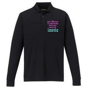 Funny Chronic Illness Awareness Spoonie Chronic But Iconic Performance Long Sleeve Polo