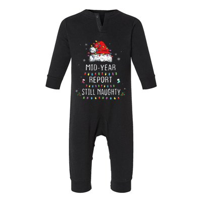 Funny Christmas In July Mid Year Report Still Naughty Santa Infant Fleece One Piece