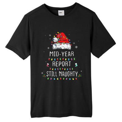 Funny Christmas In July Mid Year Report Still Naughty Santa Tall Fusion ChromaSoft Performance T-Shirt