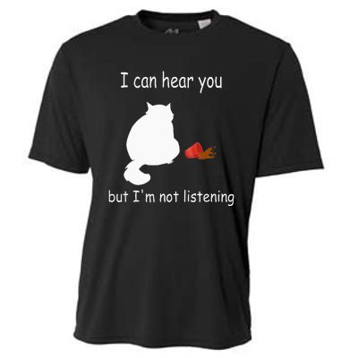 Funny Cat I Can Hear You But Im Listening Cat And Coffee Cooling Performance Crew T-Shirt