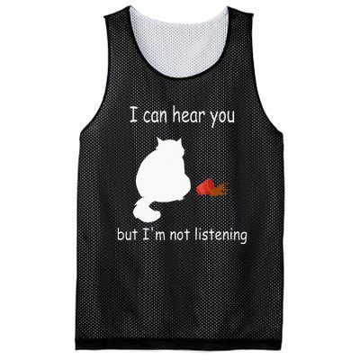 Funny Cat I Can Hear You But Im Listening Cat And Coffee Mesh Reversible Basketball Jersey Tank