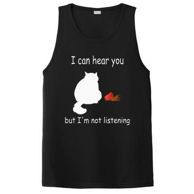 Funny Cat I Can Hear You But Im Listening Cat And Coffee PosiCharge Competitor Tank