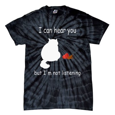 Funny Cat I Can Hear You But Im Listening Cat And Coffee Tie-Dye T-Shirt