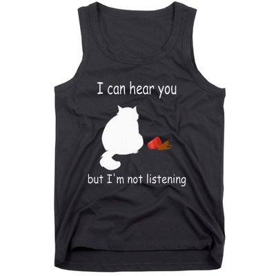 Funny Cat I Can Hear You But Im Listening Cat And Coffee Tank Top